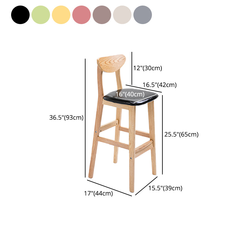 Scandinavian Oak Wood Home Stool Matte Finish Upholstered Bar Stools