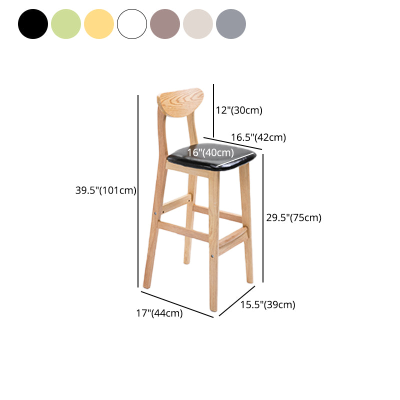 Scandinavian Oak Wood Home Stool Matte Finish Upholstered Bar Stools