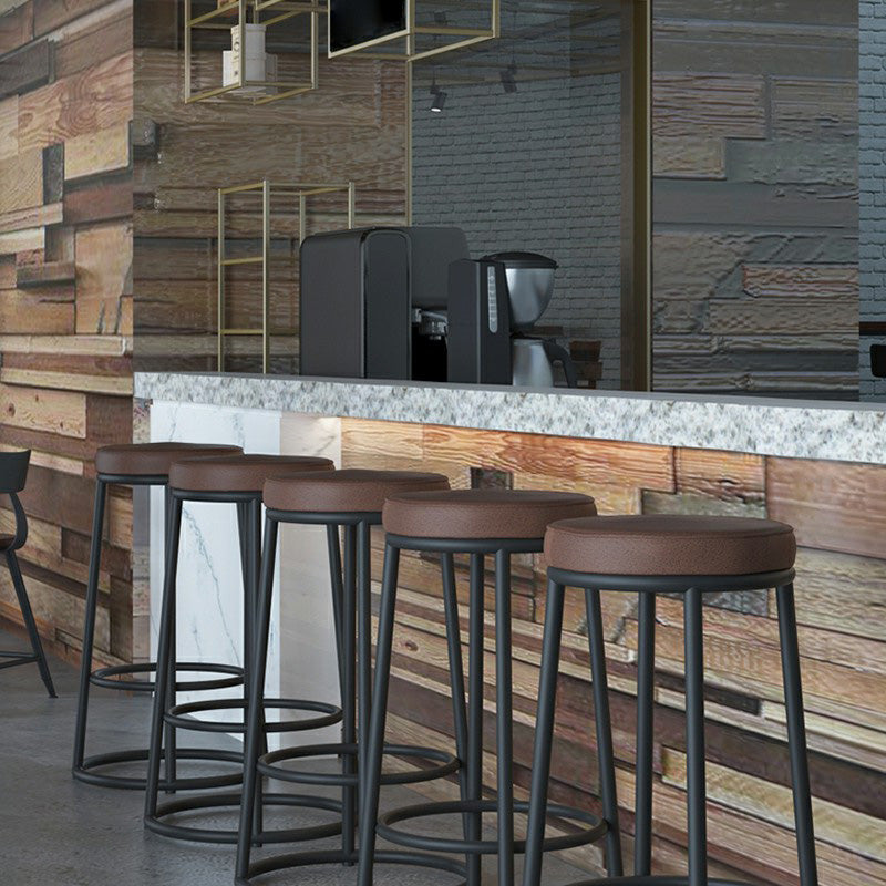 Industrial Armless Backless Counter Stool Iron Cashier Bar Stool with Seat and Pedal