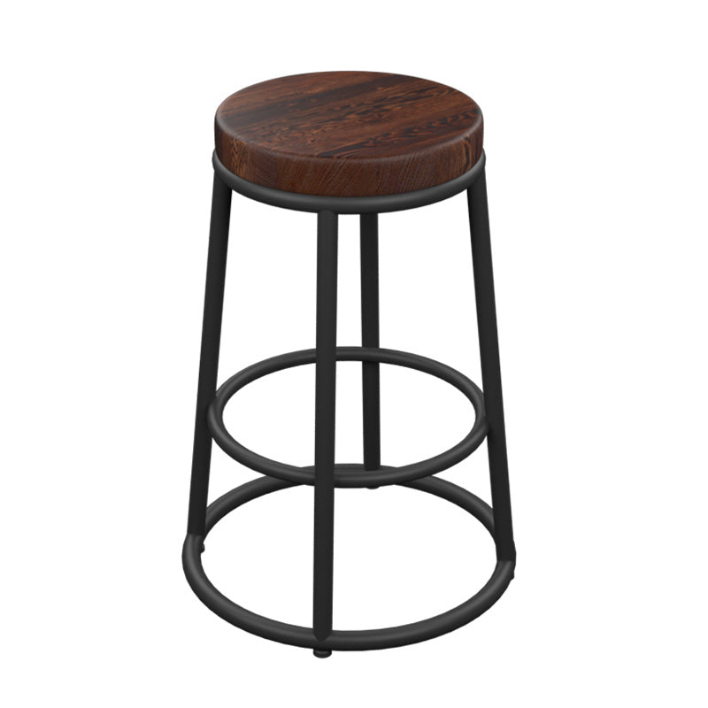 Industrial Armless Backless Counter Stool Iron Cashier Bar Stool with Seat and Pedal