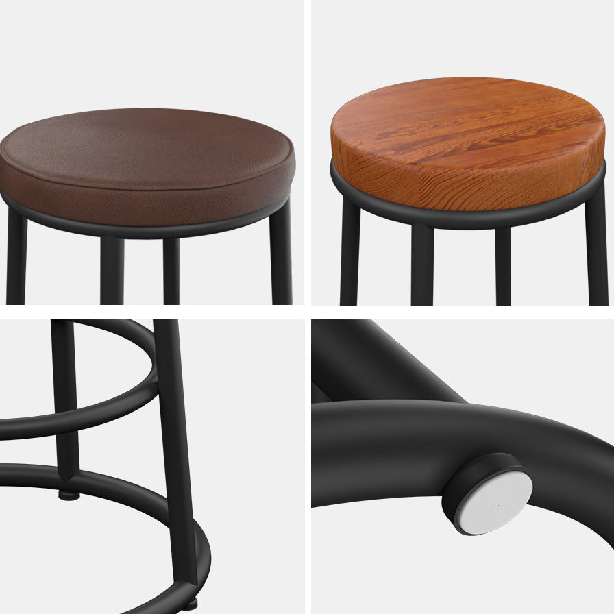 Industrial Armless Backless Counter Stool Iron Cashier Bar Stool with Seat and Pedal