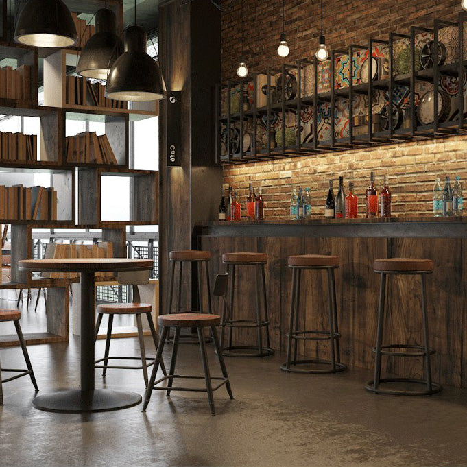 Industrial Armless Backless Counter Stool Iron Cashier Bar Stool with Seat and Pedal