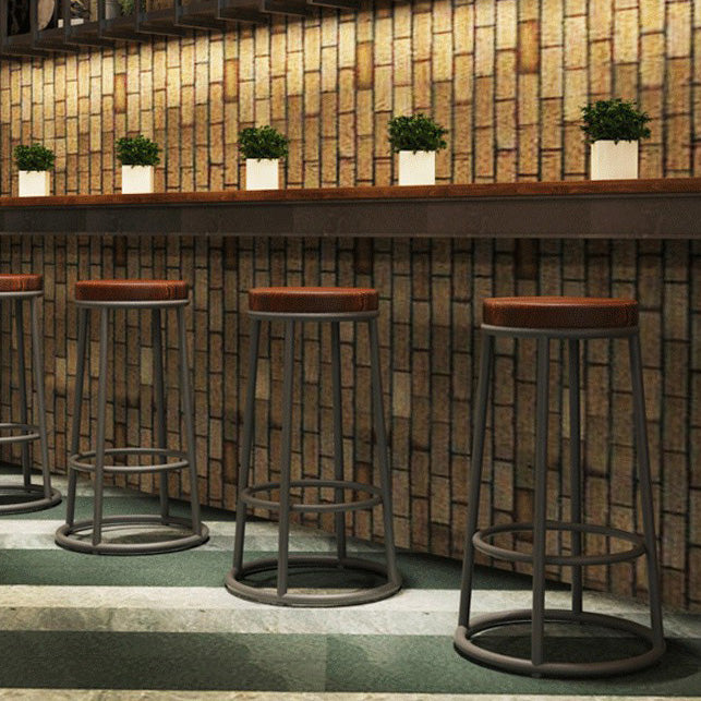 Industrial Armless Backless Counter Stool Iron Cashier Bar Stool with Seat and Pedal