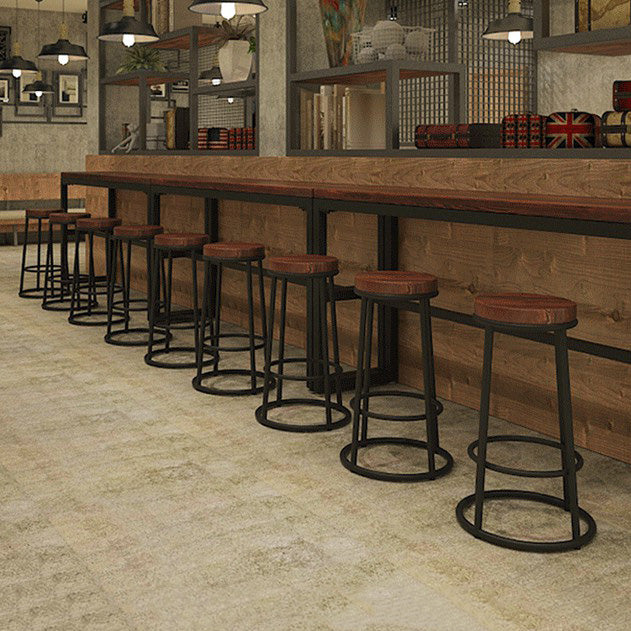 Industrial Armless Backless Counter Stool Iron Cashier Bar Stool with Seat and Pedal