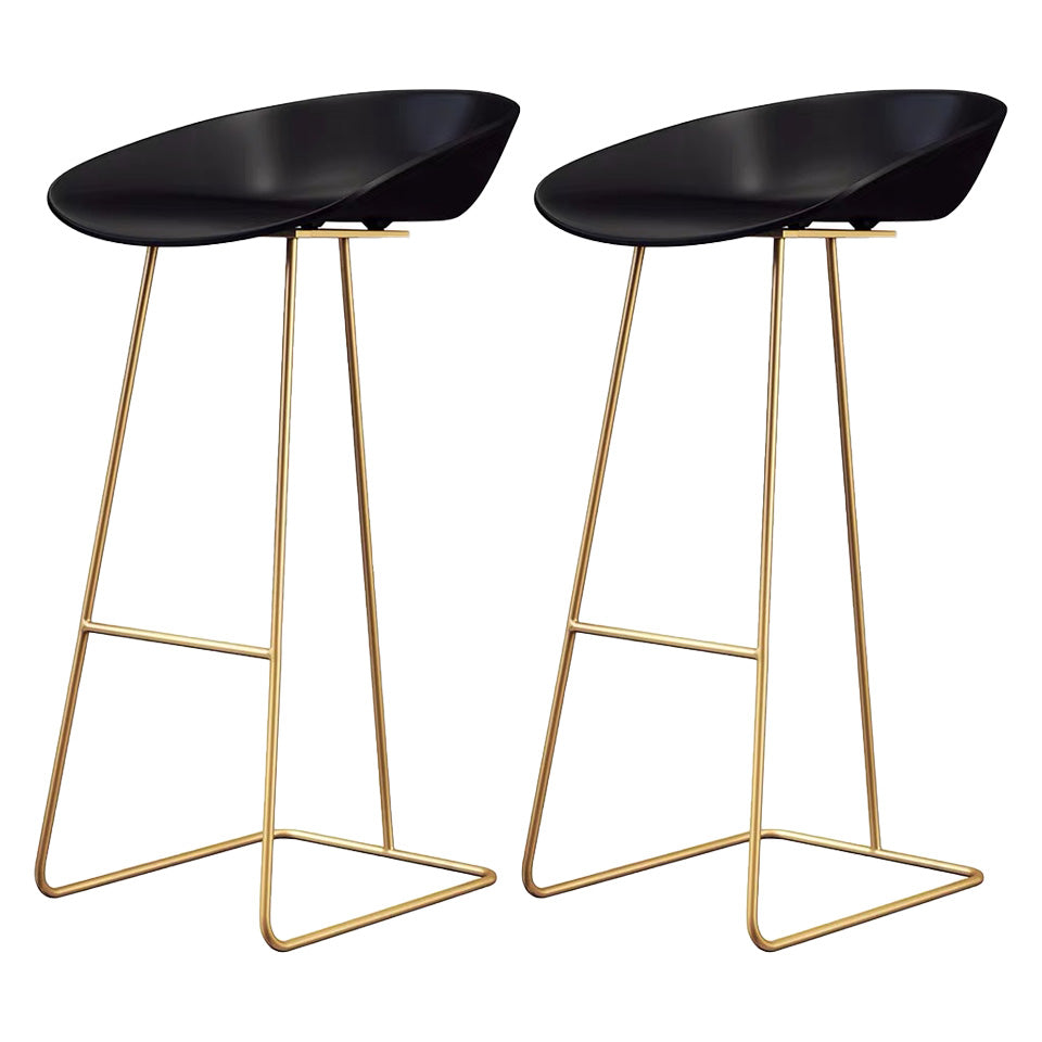 Modern Armless Backrest Counter Stool Iron Bar Stool with Acrylic Seat and Pedal