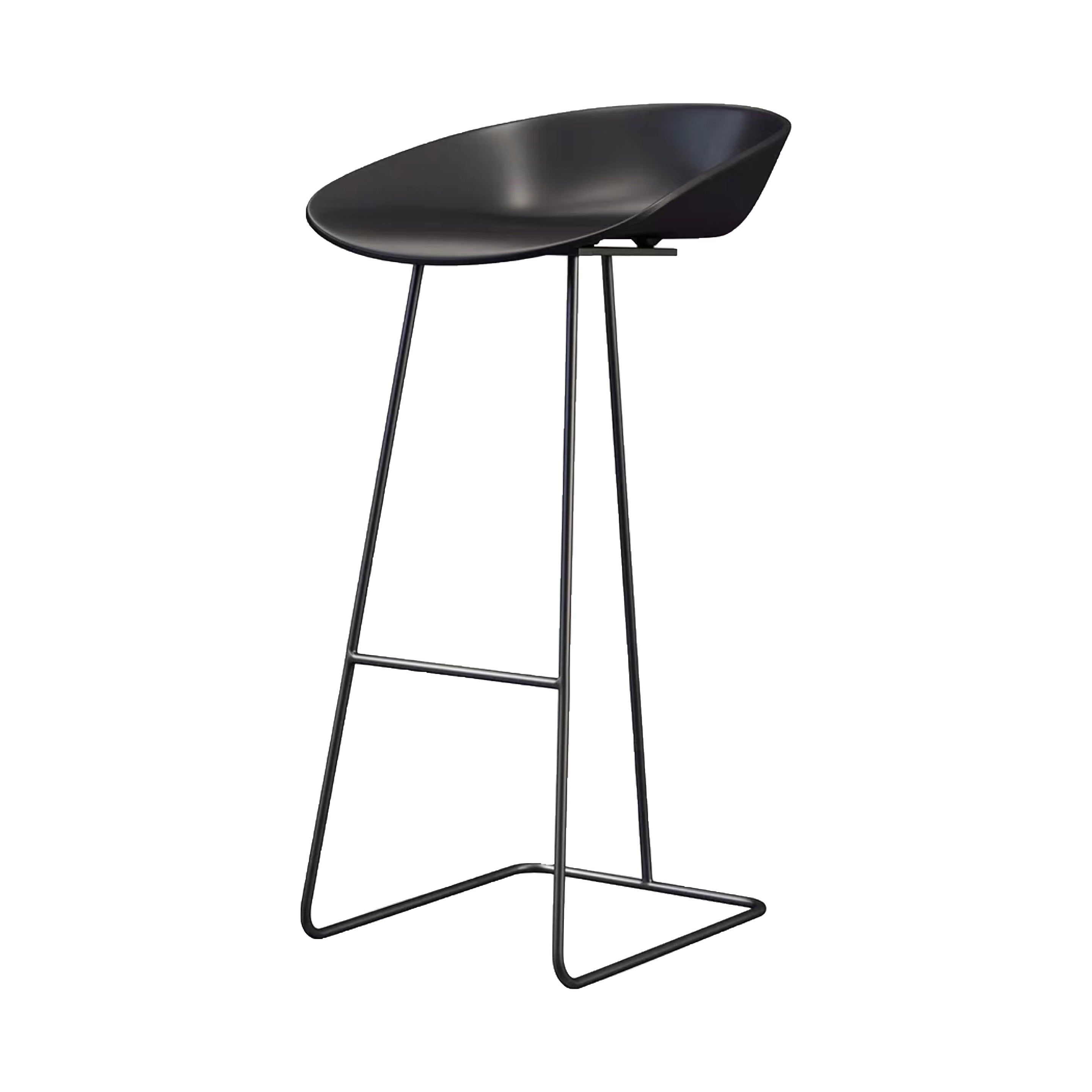 Modern Armless Backrest Counter Stool Iron Bar Stool with Acrylic Seat and Pedal