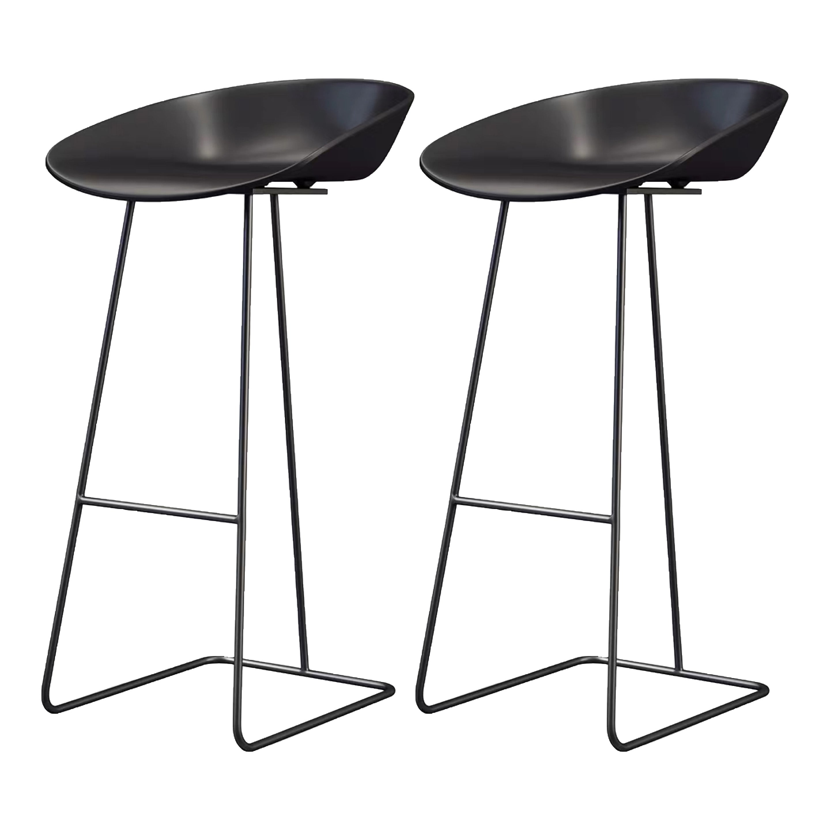 Modern Armless Backrest Counter Stool Iron Bar Stool with Acrylic Seat and Pedal