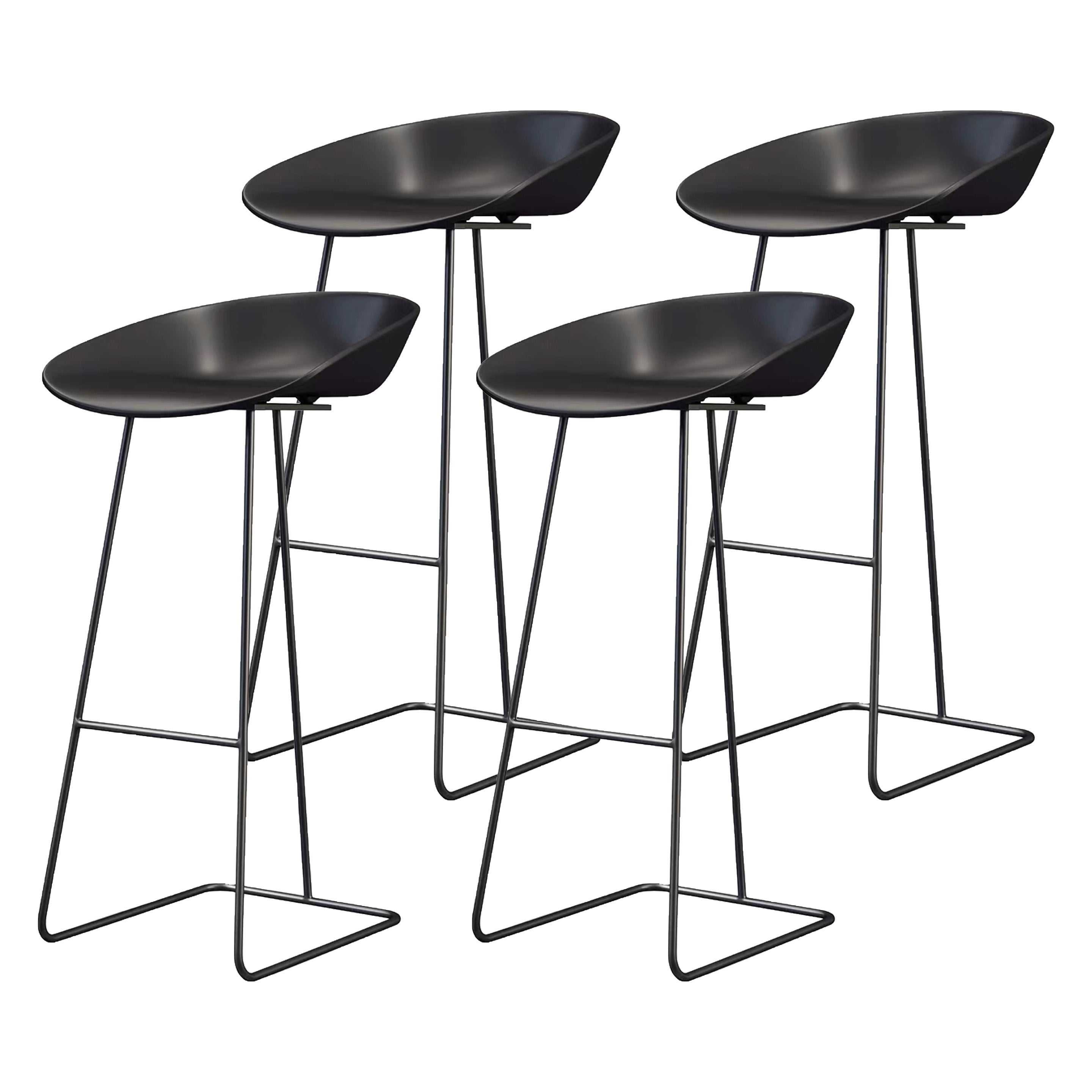 Modern Armless Backrest Counter Stool Iron Bar Stool with Acrylic Seat and Pedal