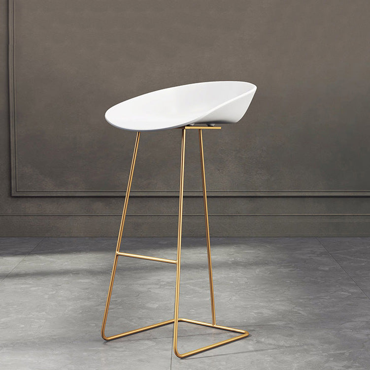 Modern Armless Backrest Counter Stool Iron Bar Stool with Acrylic Seat and Pedal