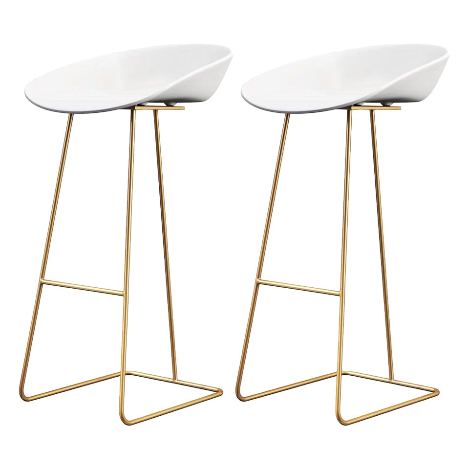 Modern Armless Backrest Counter Stool Iron Bar Stool with Acrylic Seat and Pedal