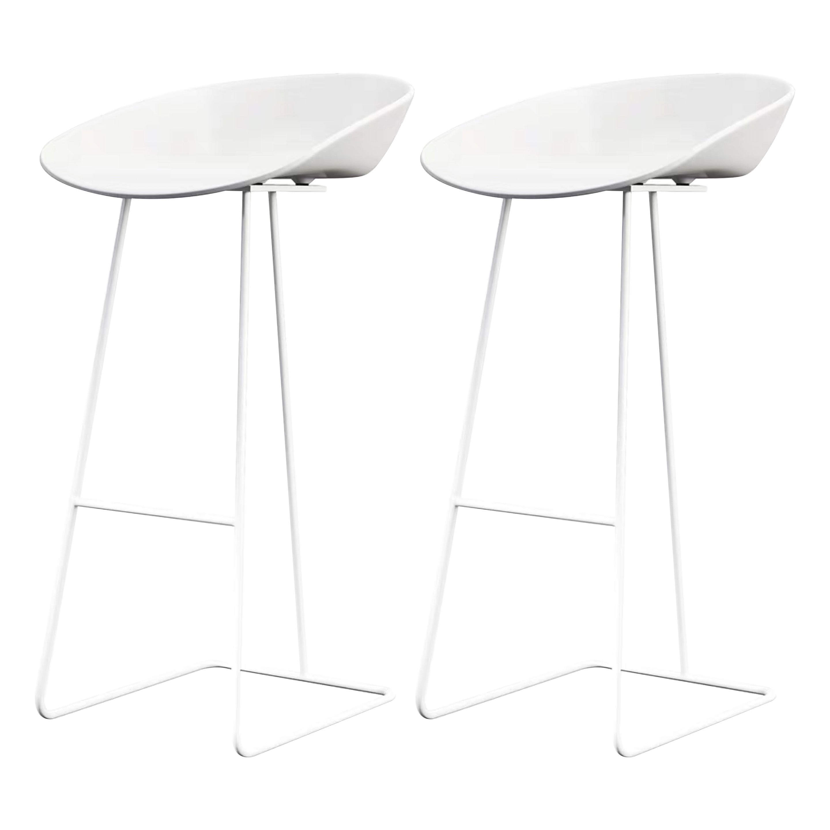 Modern Armless Backrest Counter Stool Iron Bar Stool with Acrylic Seat and Pedal