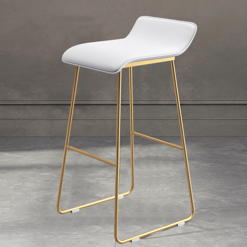 Modern Armless Backrest Counter Stool Steel Cafe Bar Stool with Pedal and Acrylic Seat