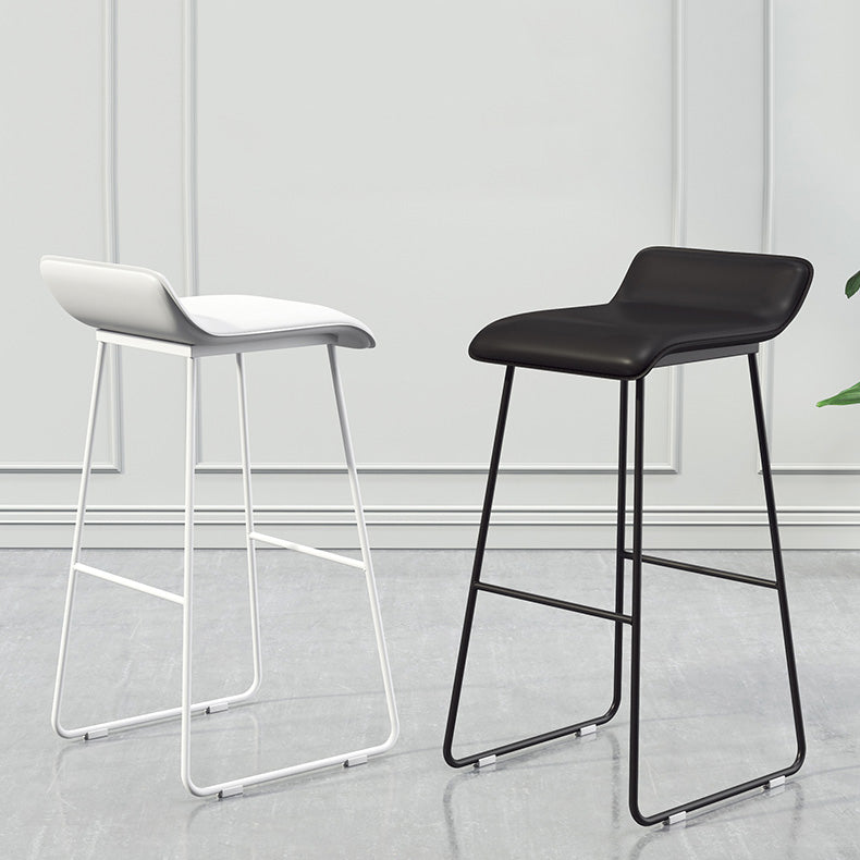 Modern Armless Backrest Counter Stool Steel Cafe Bar Stool with Pedal and Acrylic Seat