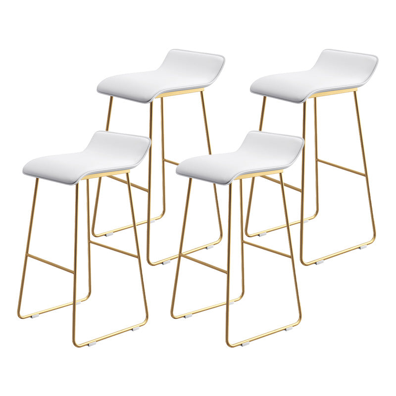 Modern Armless Backrest Counter Stool Steel Cafe Bar Stool with Pedal and Acrylic Seat