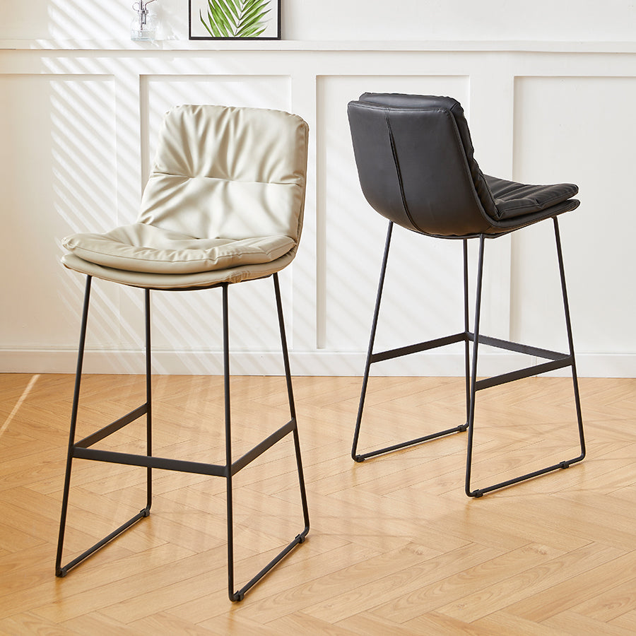 Scandinavian Coffee Shop Footrest Stool Matte Finish PU Leather Barstool