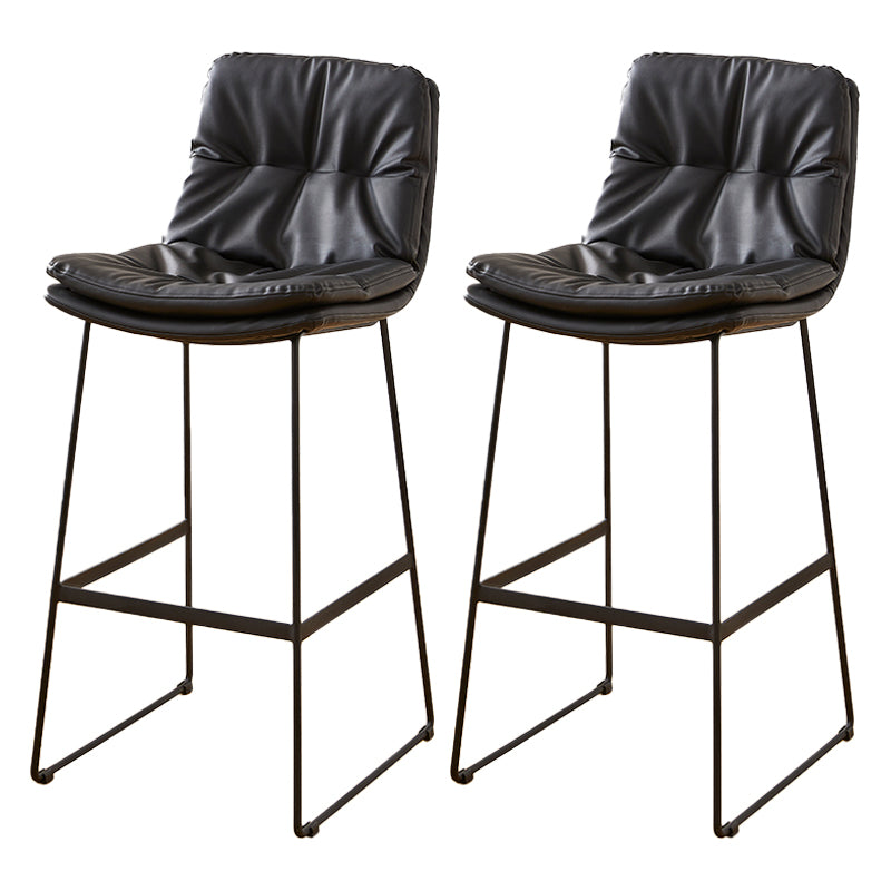 Scandinavian Coffee Shop Footrest Stool Matte Finish PU Leather Barstool