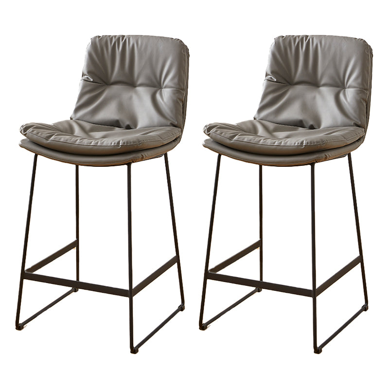 Scandinavian Coffee Shop Footrest Stool Matte Finish PU Leather Barstool