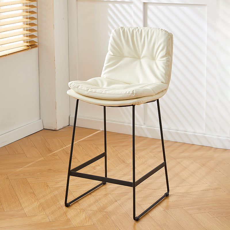 Scandinavian Coffee Shop Footrest Stool Matte Finish PU Leather Barstool