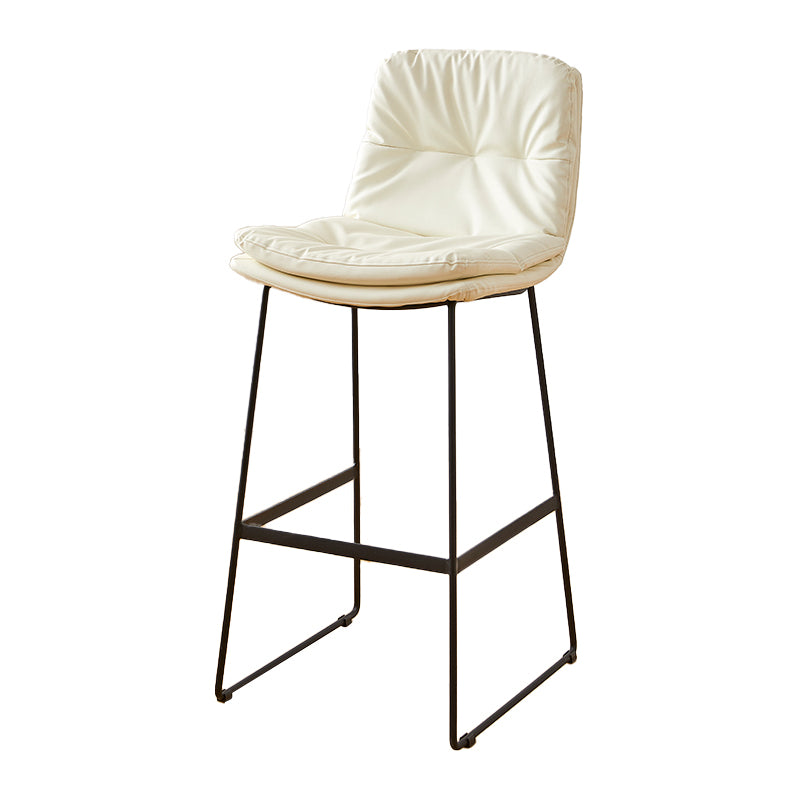 Scandinavian Coffee Shop Footrest Stool Matte Finish PU Leather Barstool