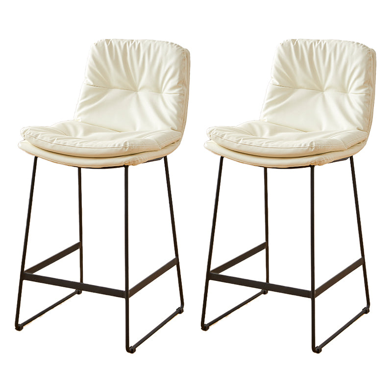 Scandinavian Coffee Shop Footrest Stool Matte Finish PU Leather Barstool