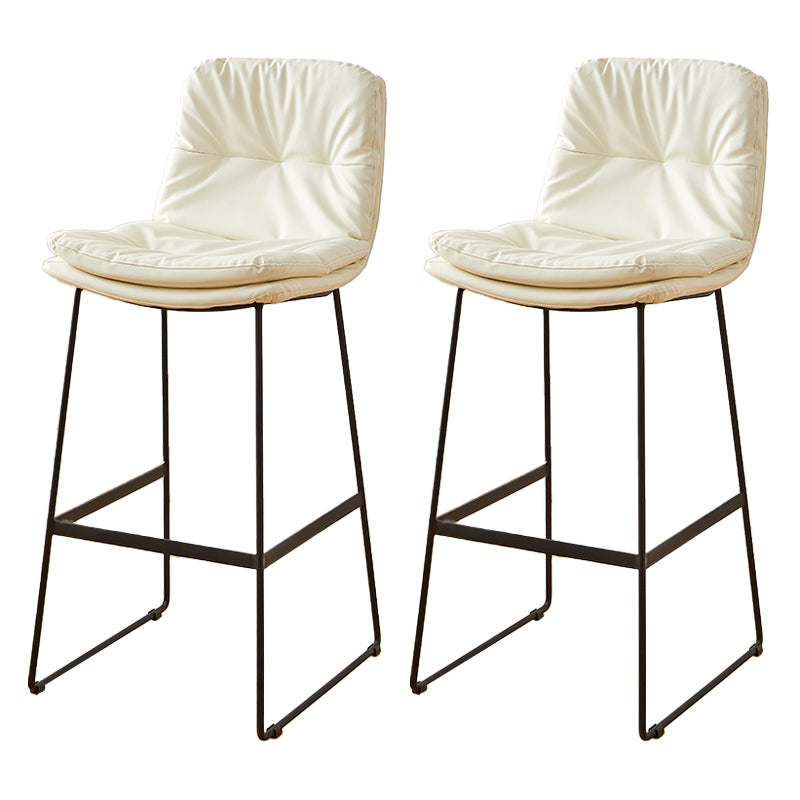 Scandinavian Coffee Shop Footrest Stool Matte Finish PU Leather Barstool