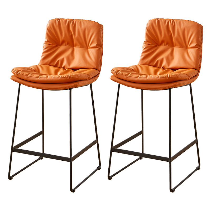 Scandinavian Coffee Shop Footrest Stool Matte Finish PU Leather Barstool