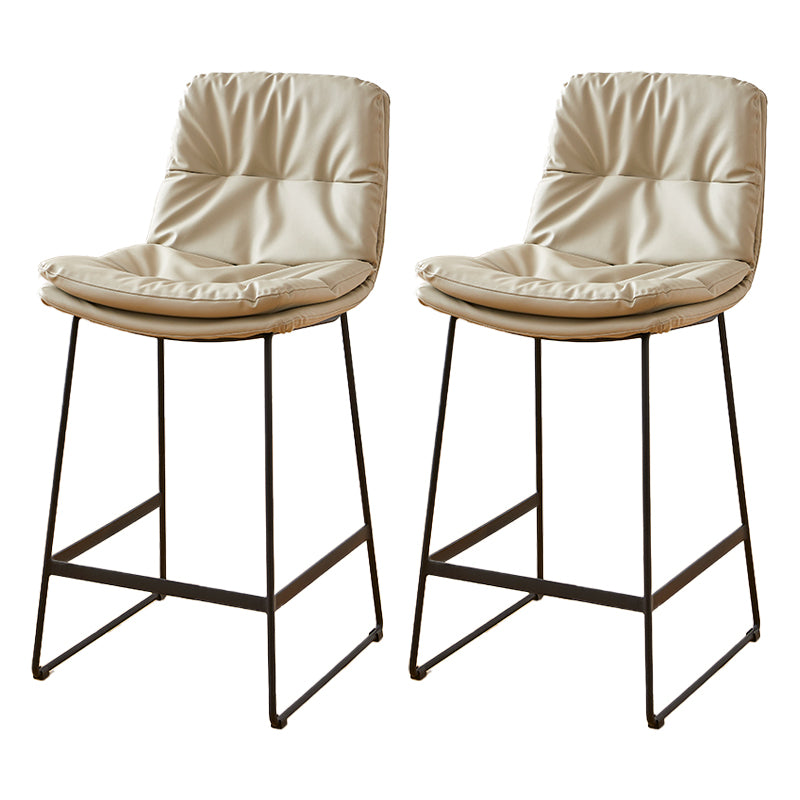 Scandinavian Coffee Shop Footrest Stool Matte Finish PU Leather Barstool