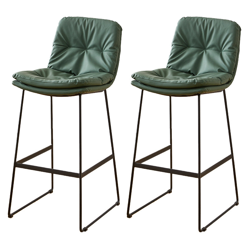 Scandinavian Coffee Shop Footrest Stool Matte Finish PU Leather Barstool