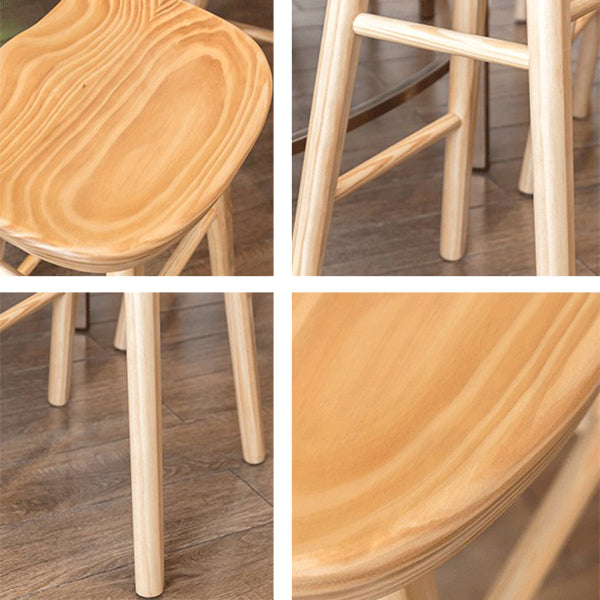 Contemporary Solid Wood Home Stool Matte Finish Footrest Barstool