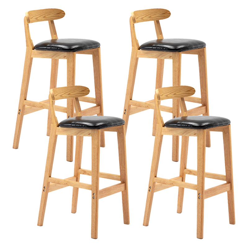 Scandinavian Rubberwood Upholstered Bar Stools Matte Finish Footrest Stool