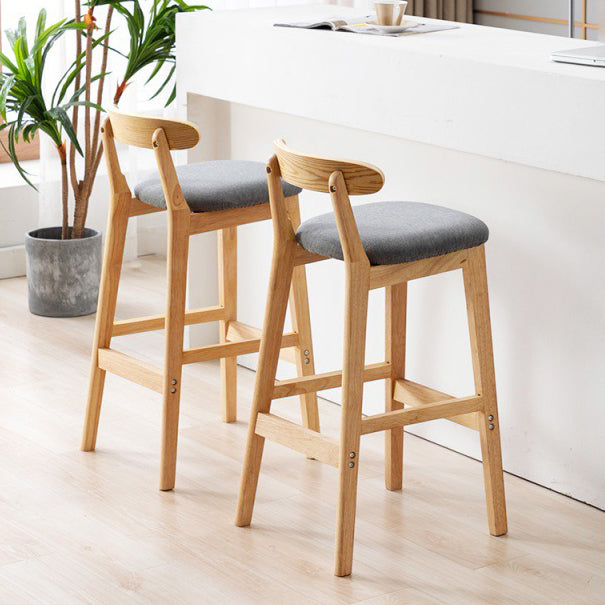 Scandinavian Rubberwood Upholstered Bar Stools Matte Finish Footrest Stool