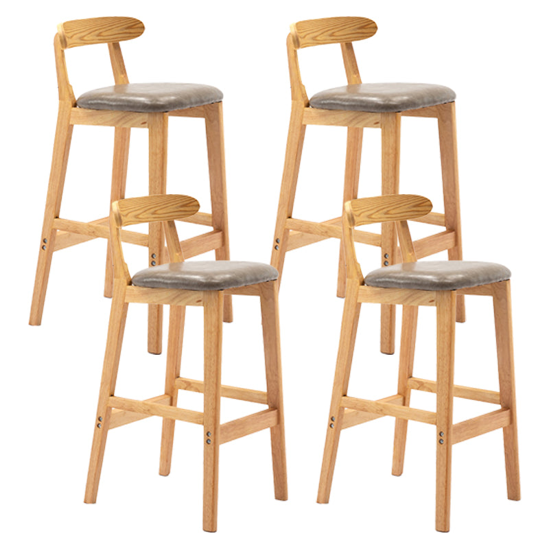 Scandinavian Rubberwood Upholstered Bar Stools Matte Finish Footrest Stool