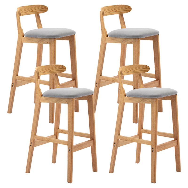 Scandinavian Rubberwood Upholstered Bar Stools Matte Finish Footrest Stool