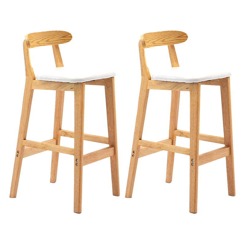 Scandinavian Rubberwood Upholstered Bar Stools Matte Finish Footrest Stool