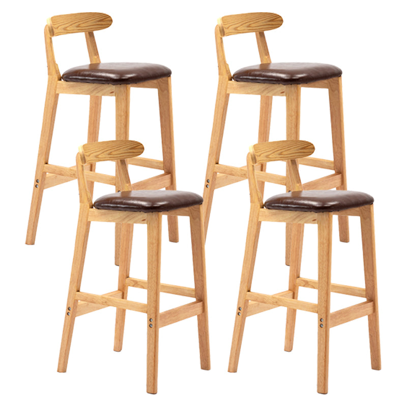 Scandinavian Rubberwood Upholstered Bar Stools Matte Finish Footrest Stool