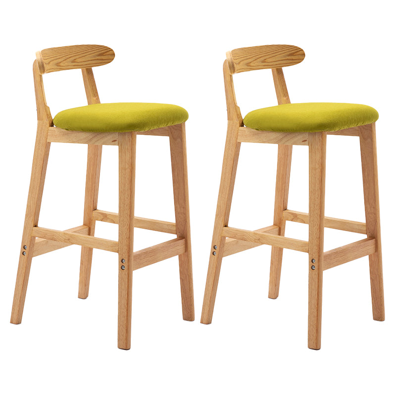 Scandinavian Rubberwood Upholstered Bar Stools Matte Finish Footrest Stool