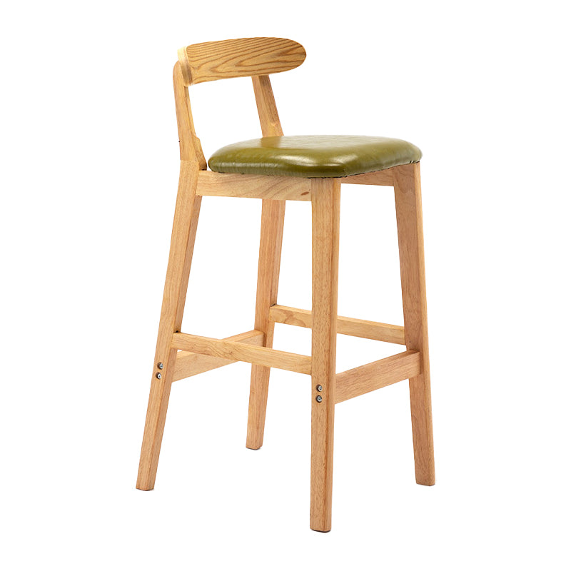 Scandinavian Rubberwood Upholstered Bar Stools Matte Finish Footrest Stool