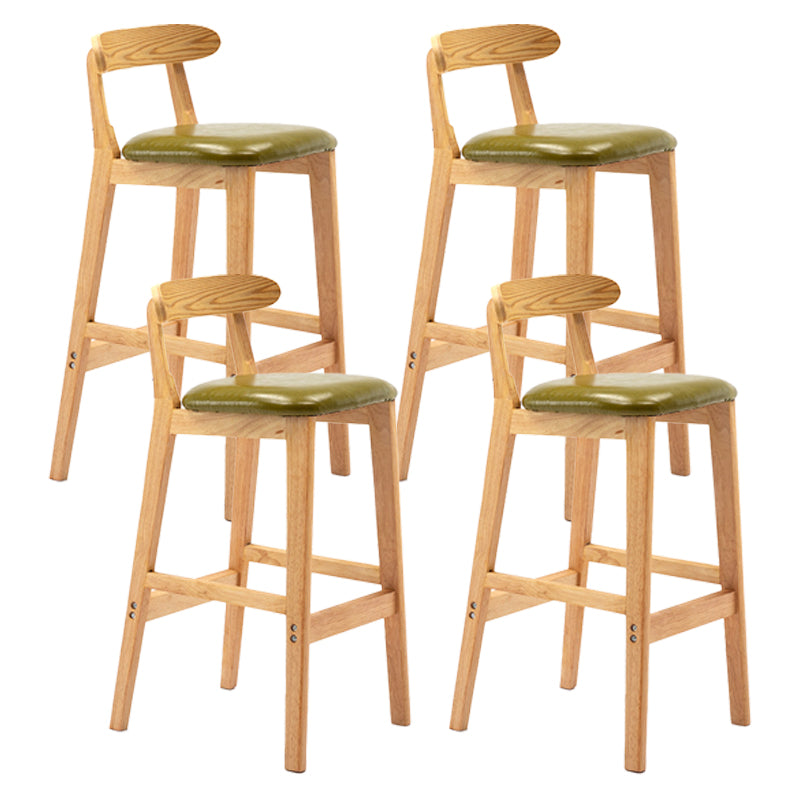 Scandinavian Rubberwood Upholstered Bar Stools Matte Finish Footrest Stool