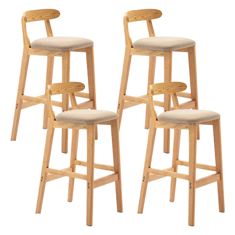 Scandinavian Rubberwood Upholstered Bar Stools Matte Finish Footrest Stool