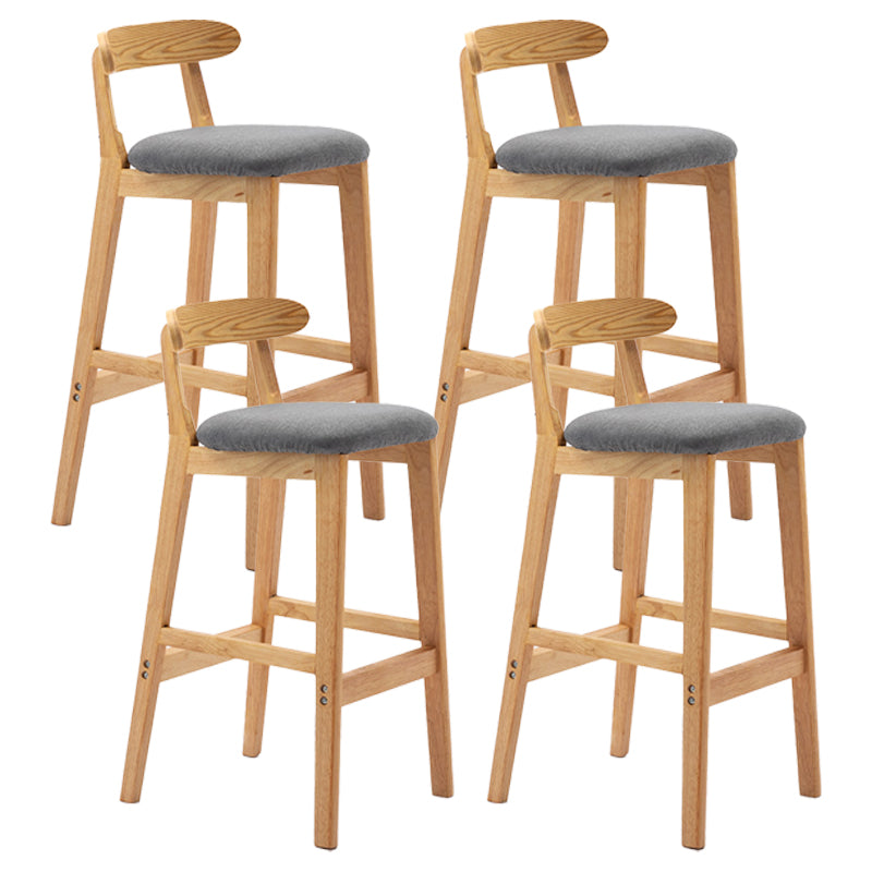 Scandinavian Rubberwood Upholstered Bar Stools Matte Finish Footrest Stool