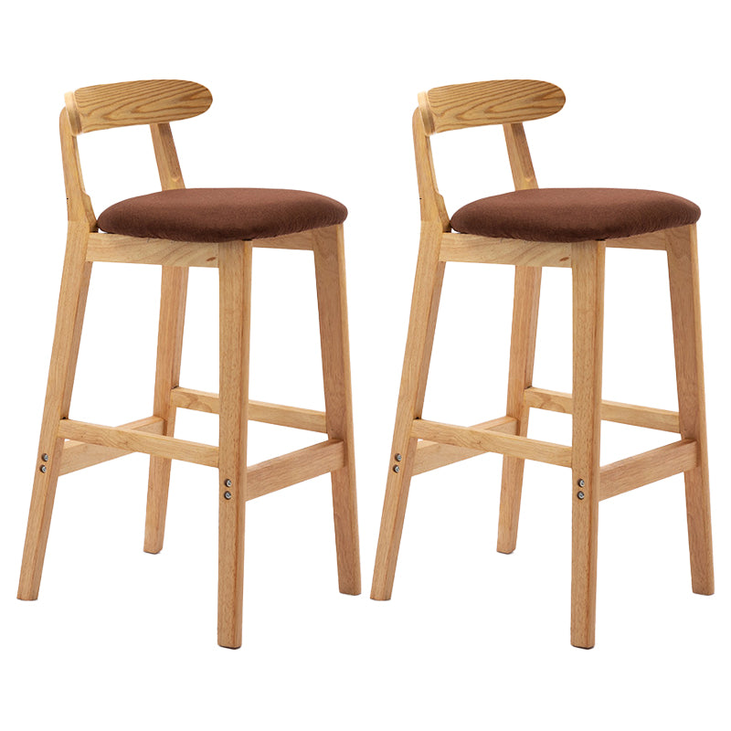 Scandinavian Rubberwood Upholstered Bar Stools Matte Finish Footrest Stool