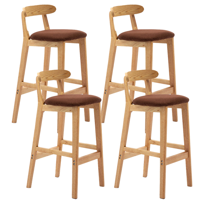 Scandinavian Rubberwood Upholstered Bar Stools Matte Finish Footrest Stool