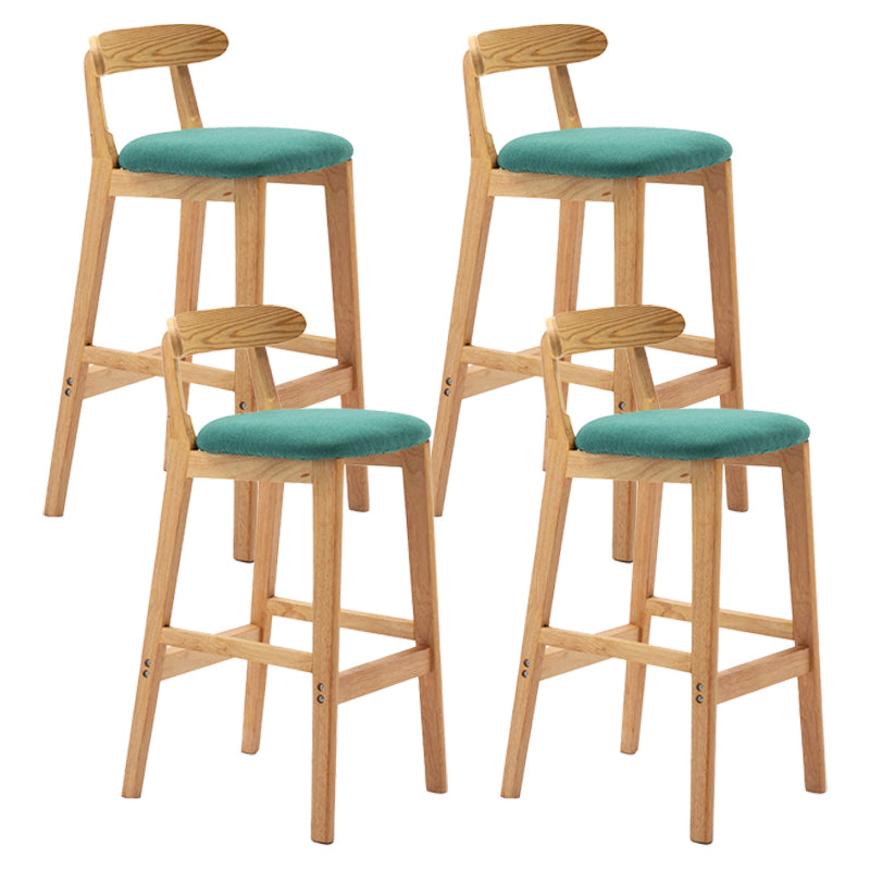 Scandinavian Rubberwood Upholstered Bar Stools Matte Finish Footrest Stool