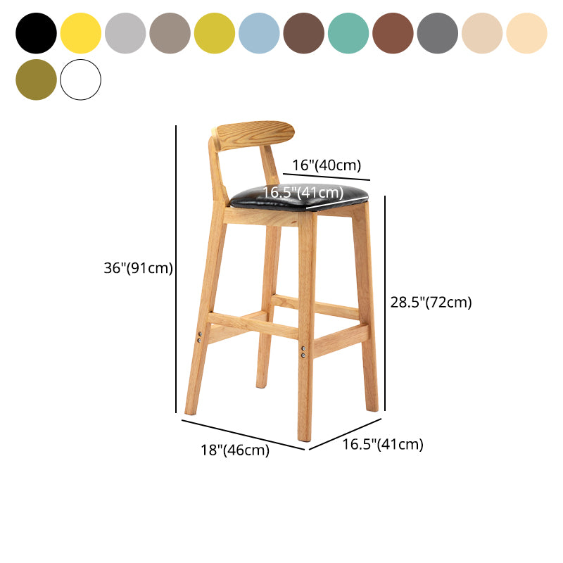 Scandinavian Rubberwood Upholstered Bar Stools Matte Finish Footrest Stool