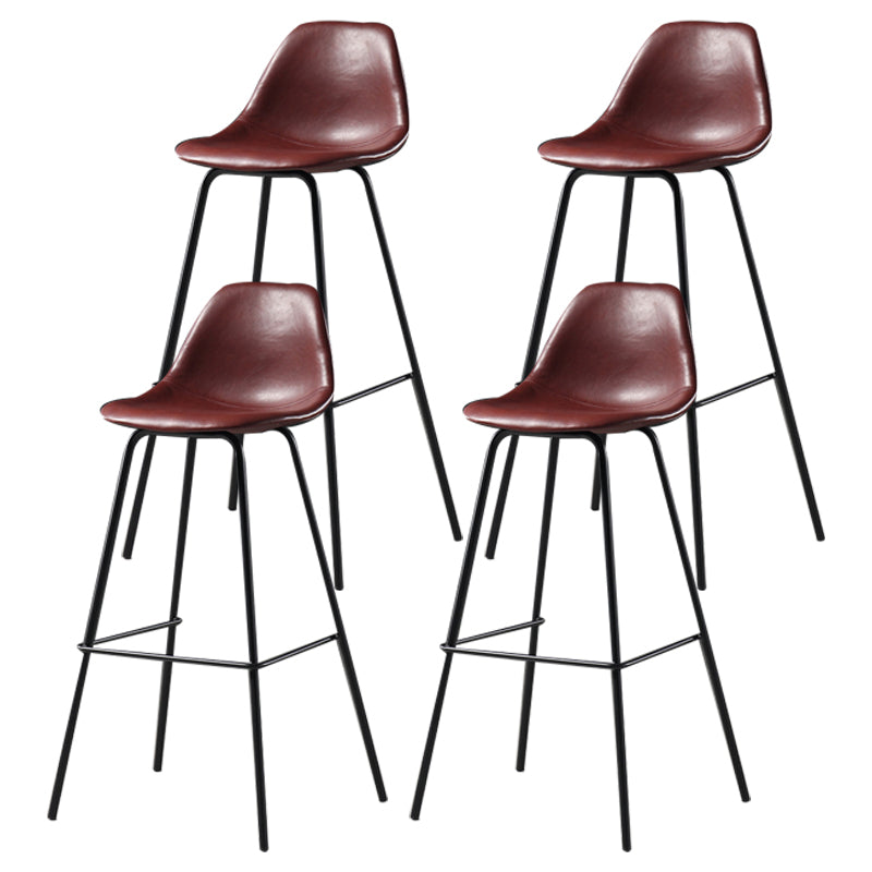 Contemporary Matte Finish PU Leather Barstool Footrest Restaurant Stool