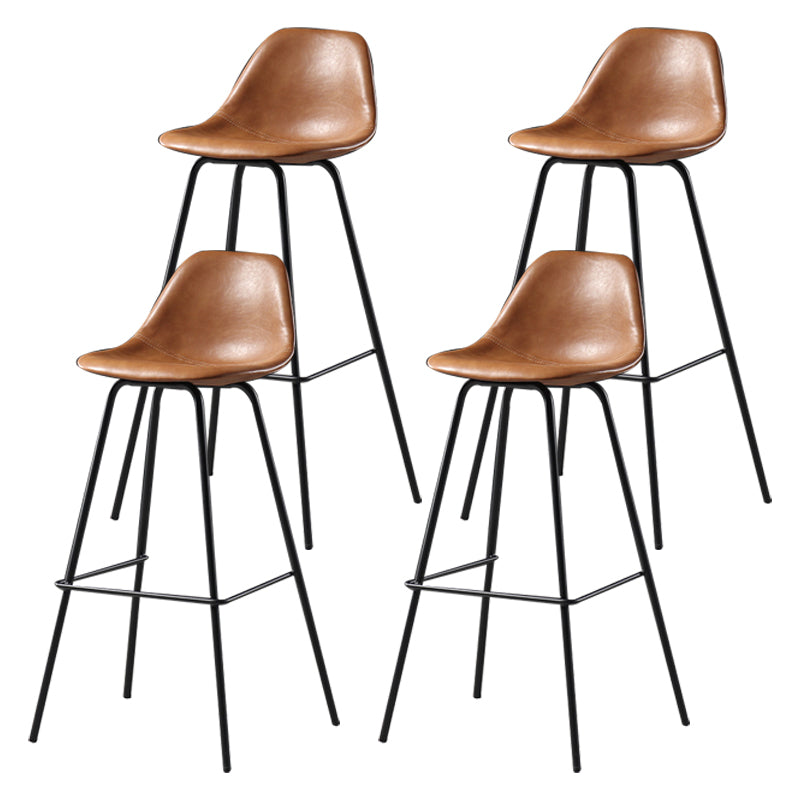 Contemporary Matte Finish PU Leather Barstool Footrest Restaurant Stool