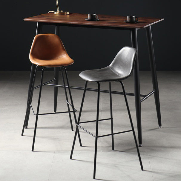 Contemporary Matte Finish PU Leather Barstool Footrest Restaurant Stool