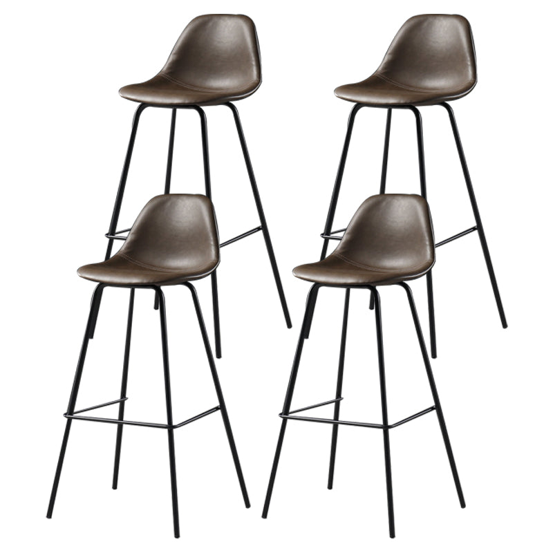 Contemporary Matte Finish PU Leather Barstool Footrest Restaurant Stool