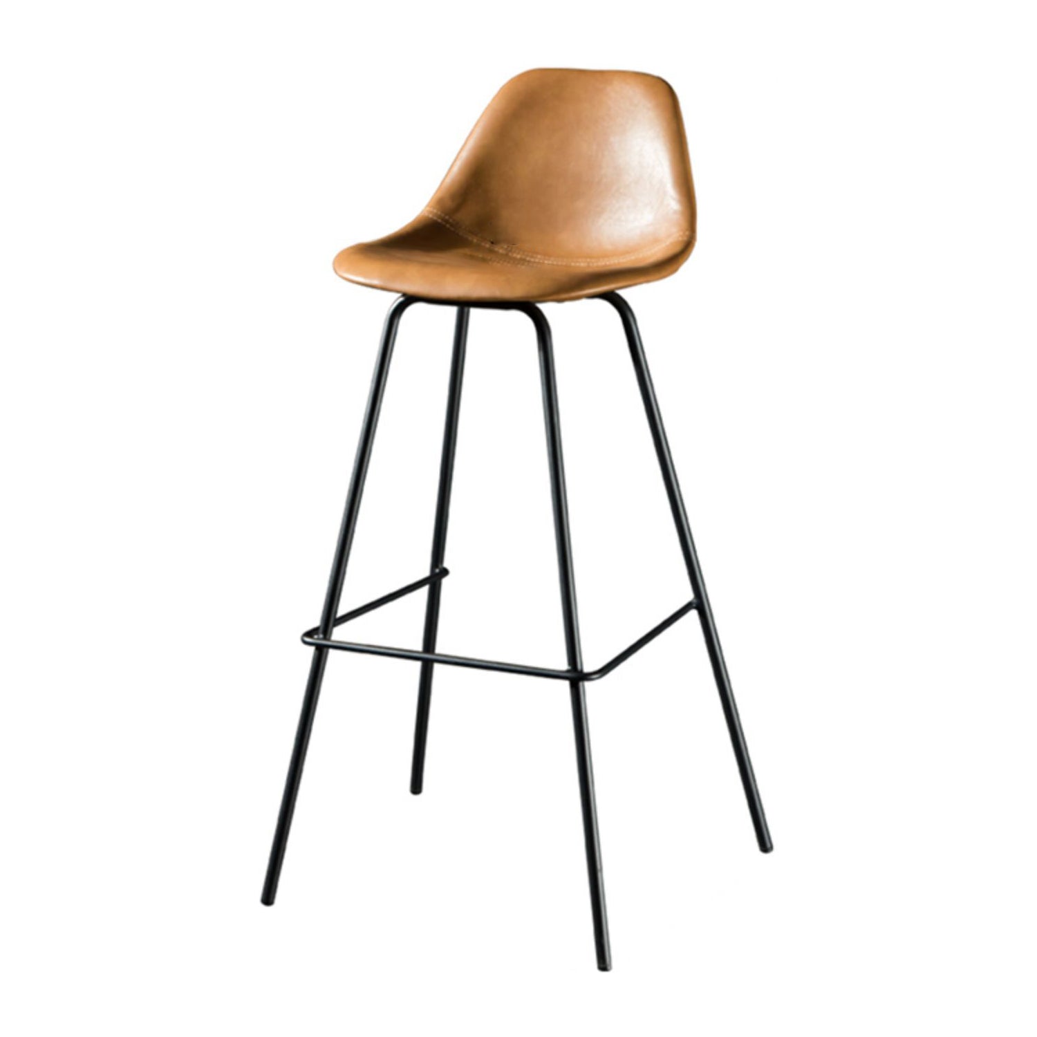 Contemporary Matte Finish PU Leather Barstool Footrest Restaurant Stool