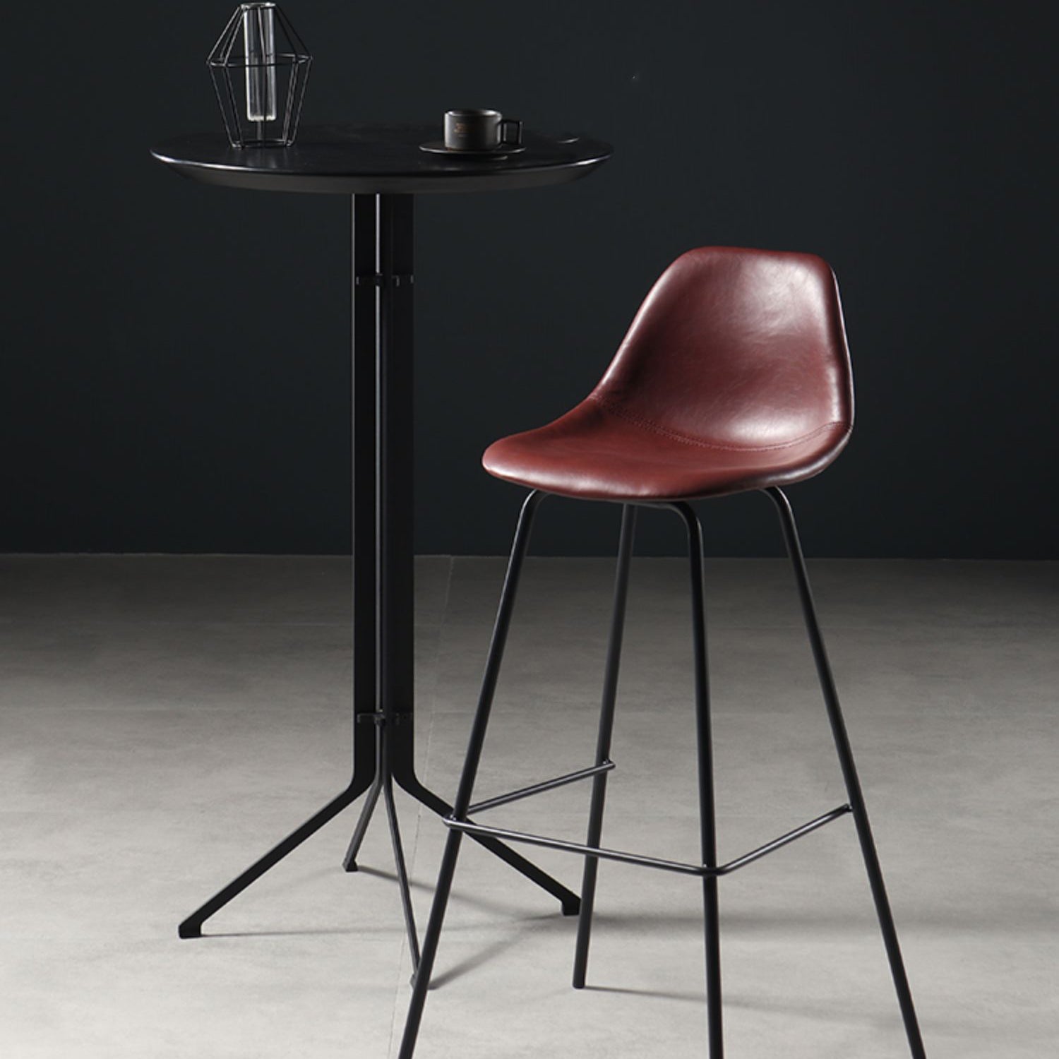 Contemporary Matte Finish PU Leather Barstool Footrest Restaurant Stool